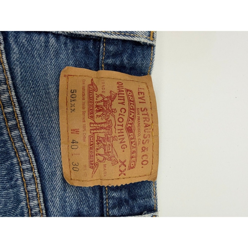 Vintage Levi's 501 XX Jeans 40x30 Made in Mexico 2002 Light Wash Button Fly USA - Picture 8 of 12